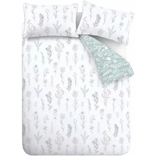 Bianca Bijela/zelena pamučna posteljina za bračni krevet 200x200 cm Wild Flowers –
