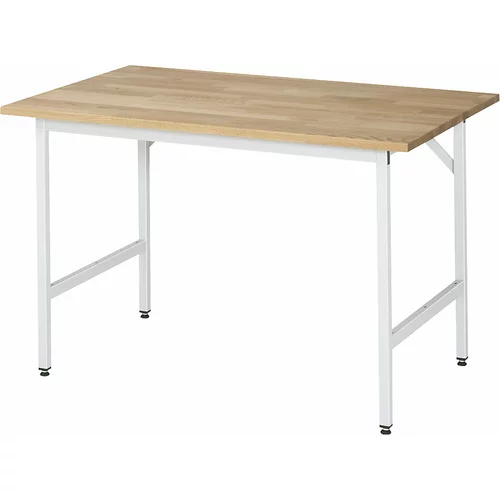 RAU Delovna miza, nastavljiva po višini, 800 - 850 mm, masivna plošča iz bukovine, ŠxG 1250 x 800 mm, svetlo siva