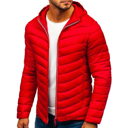 Kesi Pánská prošívaná bunda s kapucí LY1016 - červená, Slike