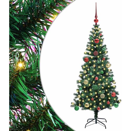  Umjetno predsvijetljeno božićno drvce Zelena 150 cm PVC i metal Slike