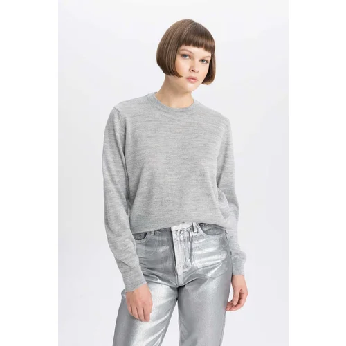 Defacto Crew Neck Shiny Fabric Sweater