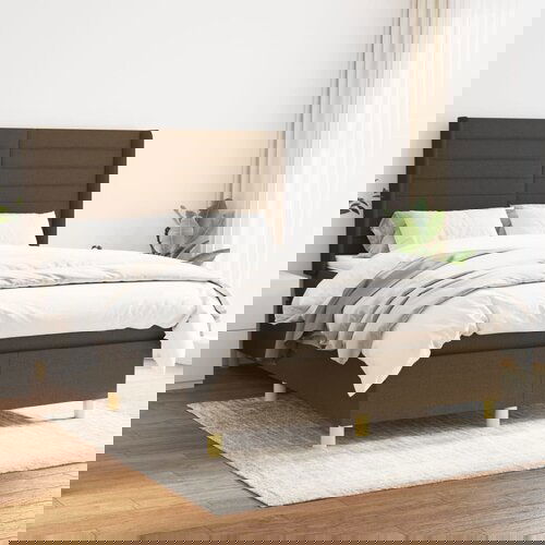 The Living Store Box spring postelja z vzmetnico temno rjava 140x200 cm blago - Box Spring Postelja, (21516546) Cene