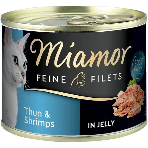 Miamor Varčno pakiranje: Feine Filets 12 x 185 g - Tuna & kozice v želatini