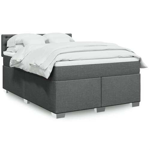 VidaXL Box spring postelja z vzmetnico temno siva 160x200 cm blago Slike