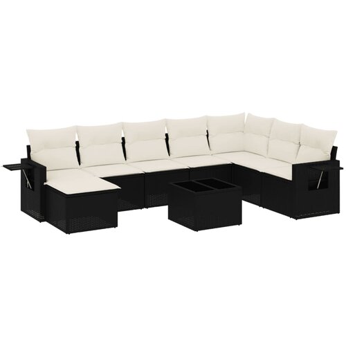  9-dijelni set vrtnih sofa s jastucima crni od poliratana Crna 85 x 62 x 69 cm Slike