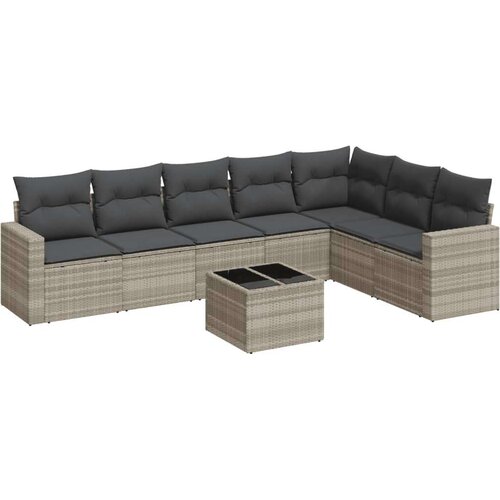 VidaXL 8-dijelni set vrtnih sofa od poliratana s jastucima svjetlosivi Slike