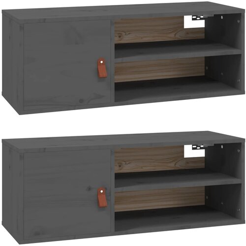 Maison Chic Stenska omarica - Zidna omarica 2 kosa siva 80x30x30 cm trdna borovina iu417, (22062386) Slike