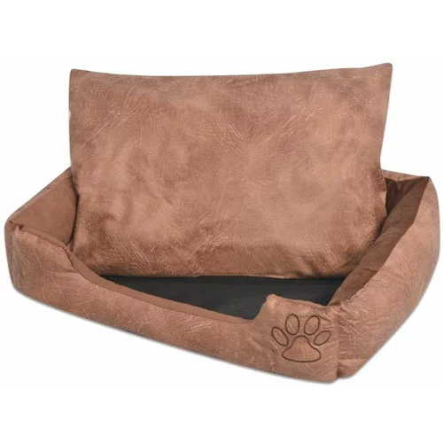  Krevet za pse s jastukom PU umjetna koža veličina L Bež