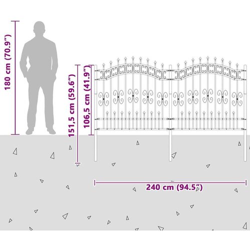 VidaXL Vrtna ograda Siva 165 cm Čelik s pra&amp;scaron;kastim premazom Slike