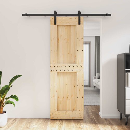  Klizna vrata Prirodna i crna 70 x 210 cm Čvrsta borovina Cijene