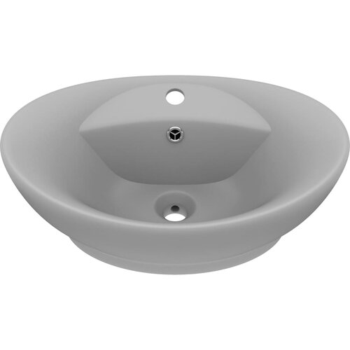 Maison Chic Razkošen Umivalnik - Kopalna umivalnik - Lavabo ovalen mat svetlo siv 58,5x39 cm keramika, (21684744) Cene