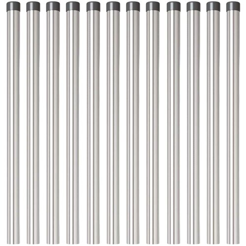  Stup za ogradu 12 pcs Srebrno 90 cm Čelik s pra&amp;scaron;kastim premazom Slike