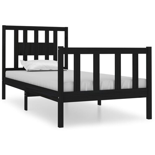 Maison Chic Posteljni okvir - Enojna postelja - Postelja za odrasle črn iz trdnega lesa 75x190 cm-J14154, (21770339) Cene