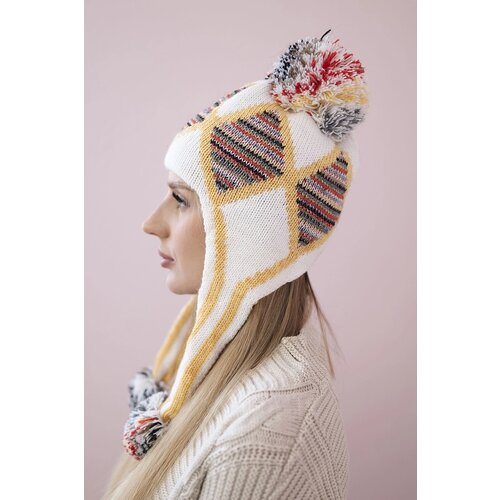 Kesi Women's cap with long ears Eunika K322 white+yellow Cene