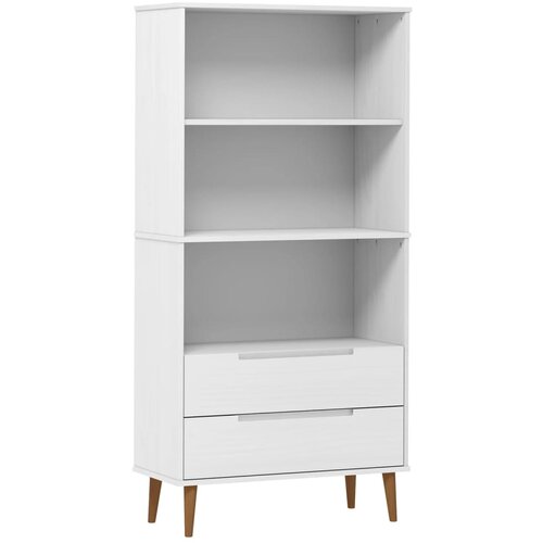 Maison Chic Knjižna omara - Knjižni regal MOLDE bela 85x35x170,5 cm trdna borovina, (21725690) Cene