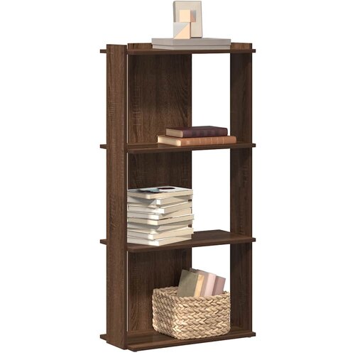 VidaXL Knjižna omara 3-nadstropna rjavi hrast 60x30x120 cm inž. les Slike