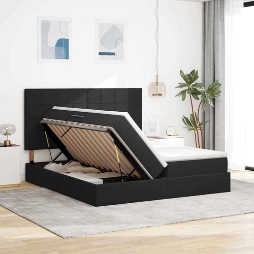  Krevet s od storage s madracem Crna 180 x 200 cm Bar&amp;scaron;un - Crna 180 x 200 cm Blok sa kvadratićima Slike