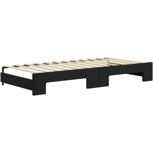 VidaXL dnevni krevet na razvlačenje s madracima crni 90x200 cm bar&amp;scaron;un Slike