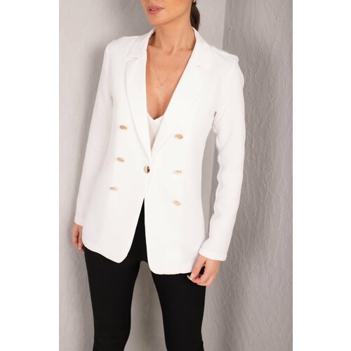 armonika Women's White Buttoned Jacket Cene