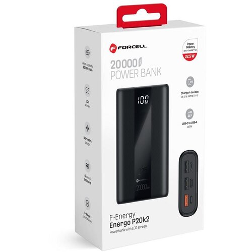 forcell f-energy P20K2 energo powerbank pd QC3.0 3A 22.5W 20000 mah crni Cene