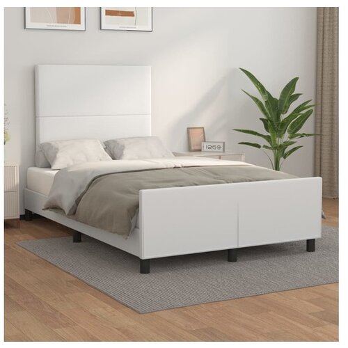  Posteljni okvir z vzglavjem bela 120x200 cm umetno usnje Cene