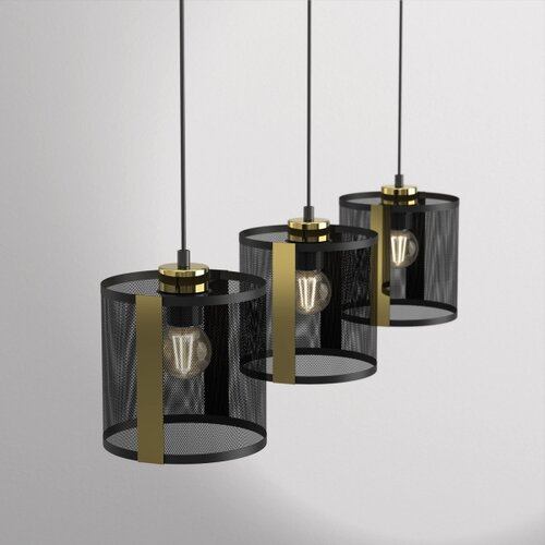  Luster na sajli KAGA 3xE27/60W/230V crna/zlatna Slike