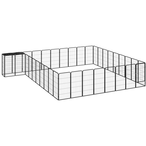  Ograda za pse s 38 panela crna 50 x 100 cm čelik obložen prahom Cene