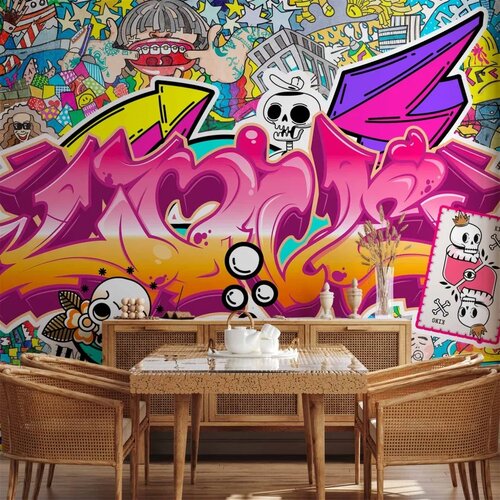  Foto tapeta - Street art - abstract urban colour graffiti mural with lettering 300x210 Vodootporna Cene