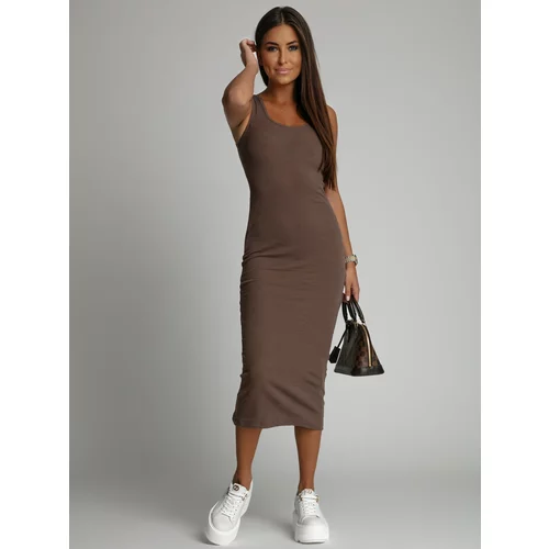 Fasardi Cappuccino midi dress with fitted straps