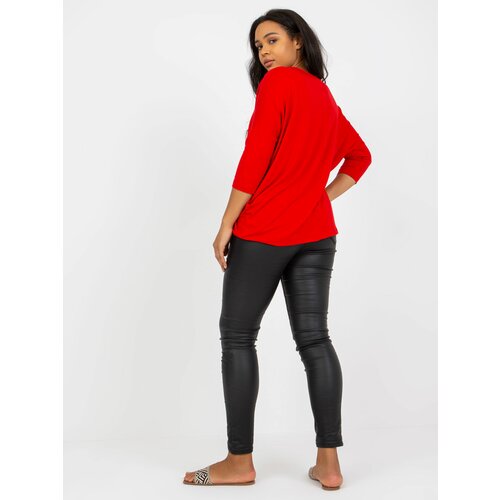 Fashion Hunters Plain red plus size cotton blouse Slike