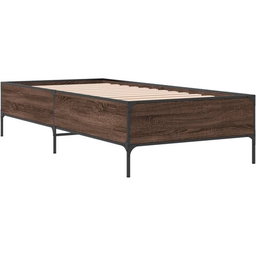  Okvir za krevet smeđi hrast 100x200cm konstruirano drvo i metal Slike
