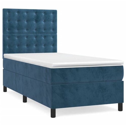 Maison Chic Box spring postelja - Vzmetna postelja z vzmetnico temno moder 90x190 cm žamet SL19648, (21893472) Slike