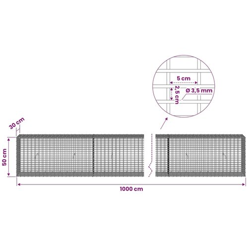  Gabion s žicom debljine 3 5 mm i mrežom 5x2 5 cm 1000x30x50 cm - 30 cm 50 cm 1000 cm Slike