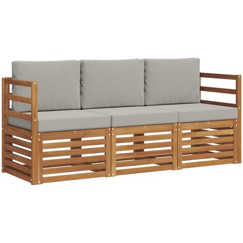  Setovi sofa 3 pcs Prirodna i svijetlo siva Čvrsto drvo akacije Slike