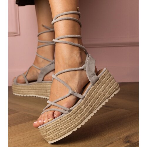 Gemre Gray platform espadrille sandals Merfy Cene