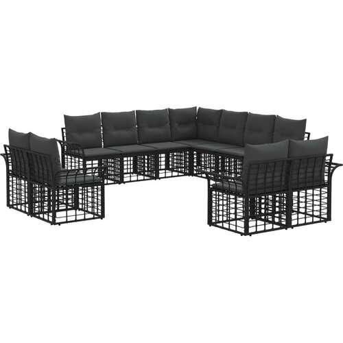  Set vanjskih sofa s jastukom 11 pcs Crna i tamno siva Poliester Cijene