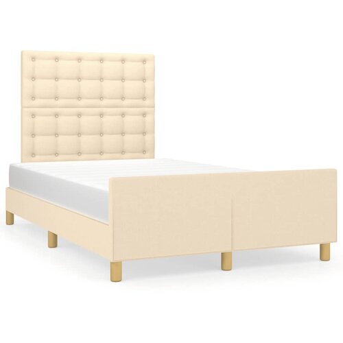 vidaXL posteljni okvir z vzglavjem krem 120x200 cm blago, (20905468) Cene