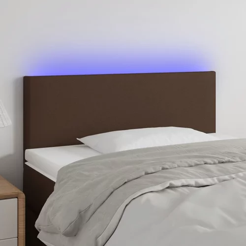 vidaXL LED posteljno vzglavje rjavo 90x5x78/88 cm umetno usnje