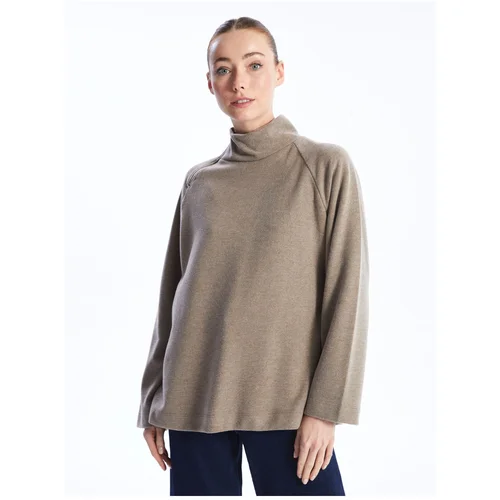 LC Waikiki Women's High Neck Straight Long Sleeve Oversize T-Shirt