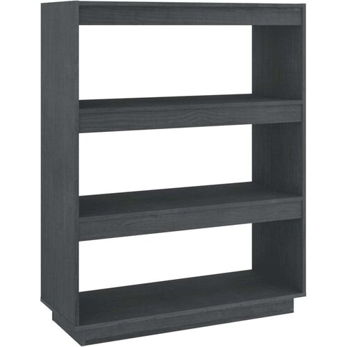 VidaXL knjižna omara za razdelitev prostora siva 80x35x103 cm borovina Slike