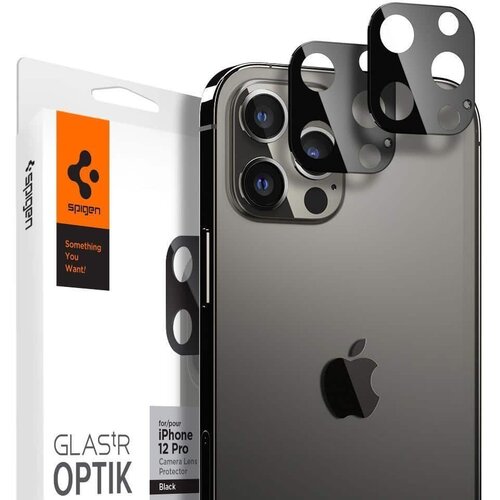 Spigen OPTIK.TR KALJENO STEKLO SET 2 KOSA ZA KAMERO IPHONE 12 PRO MAX ČRNO Cene