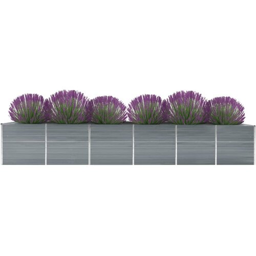 VidaXL Povi&amp;scaron;ena vrtna gredica od pocinčanog čelika 480x80x77 cm siva Slike