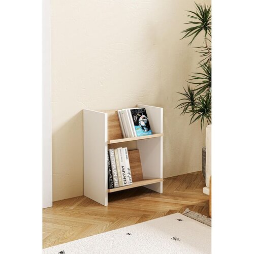 Hanah home polica za knjige Derga2, 44 cm, hrast Sonoma / bela Cene
