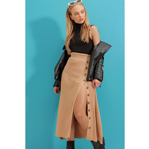 Trend Alaçatı Stili Women's Biscuit Button Detailed Knitwear Skirt Slike