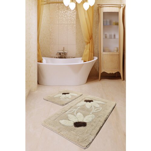 Daisy - rock multicolor acrylic bathmat set (2 pieces) Slike