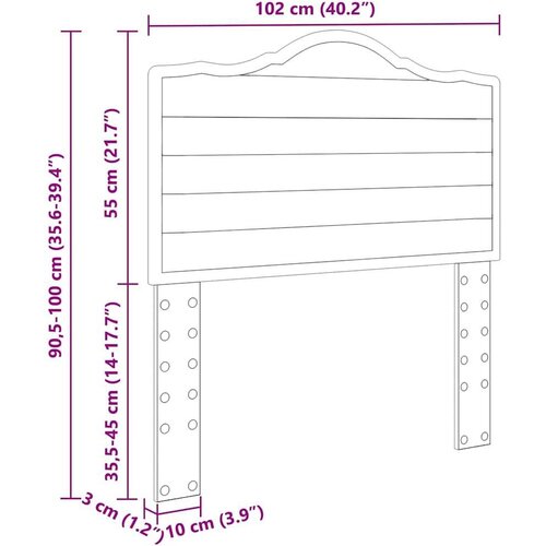  Uzglavlje s uzglavljem Siva Sonoma 100 cm Konstruirano drvo Slike