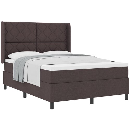 vidaXL Box Spring postelja s temno rjavim leži&scaron;čem 140x200 cm iz tkanine, (22050544) Cene