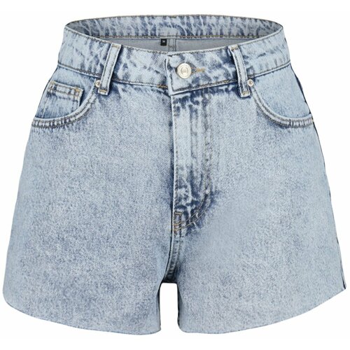 Trendyol Blue High Waist Mini Denim Shorts & Bermuda Slike