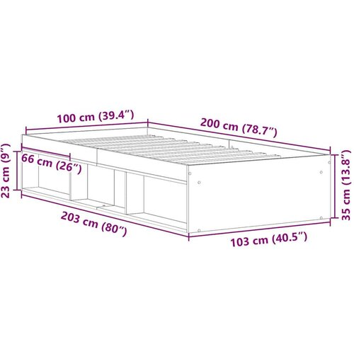 VidaXL okvir kreveta bez madraca staro drvo 100x200 cm Slike