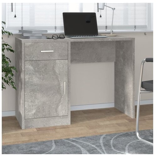  Pisalna miza s predalom in omarico betonsko siva 100x40x73 cm Cene